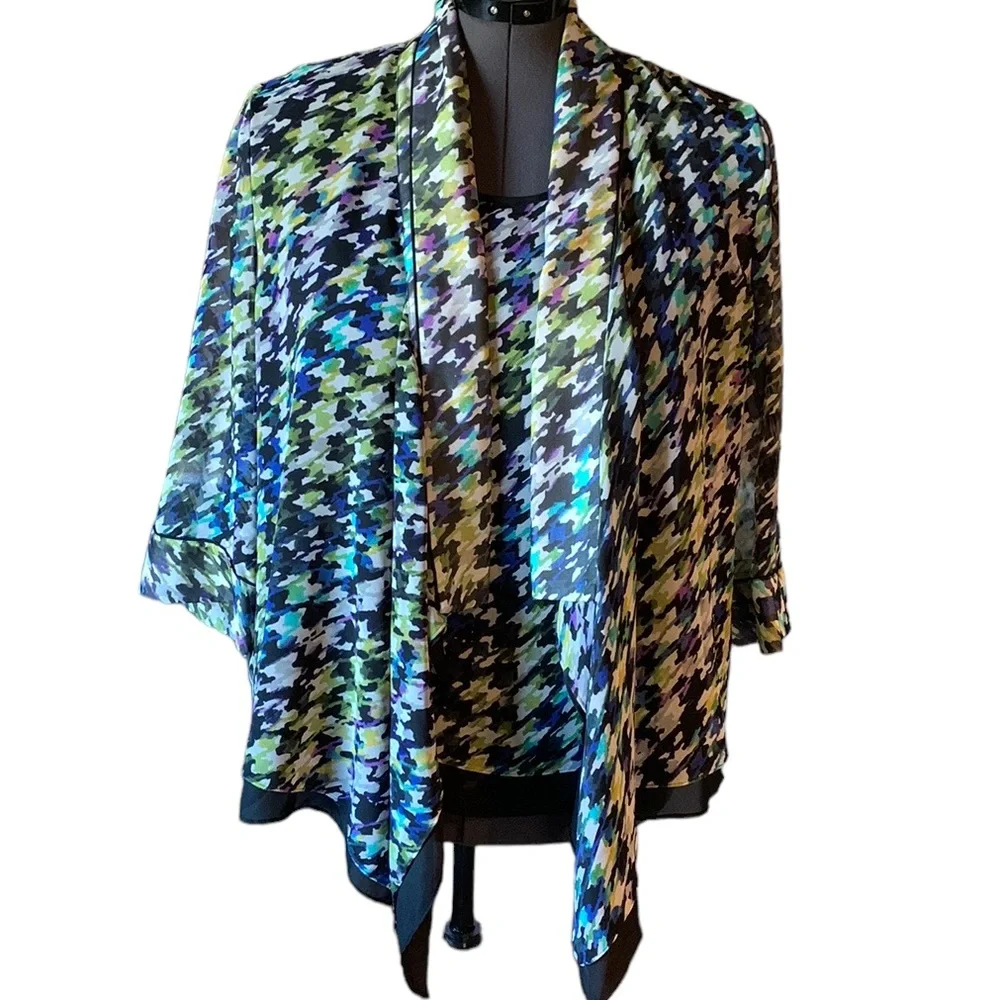 2-Piece Checked Tank & Jacket Set Size Large
